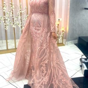 Beaded pink prom dress